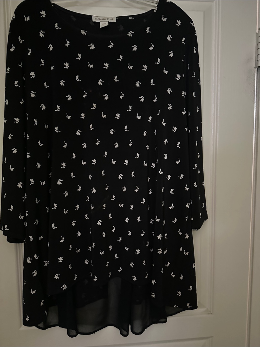Coldwater Creek Black with White Floral Swing Tunic